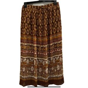 Alfred Dunner Skirt Womens 14 Petite Midi Boho Floral Pleated Pull On Fall Color